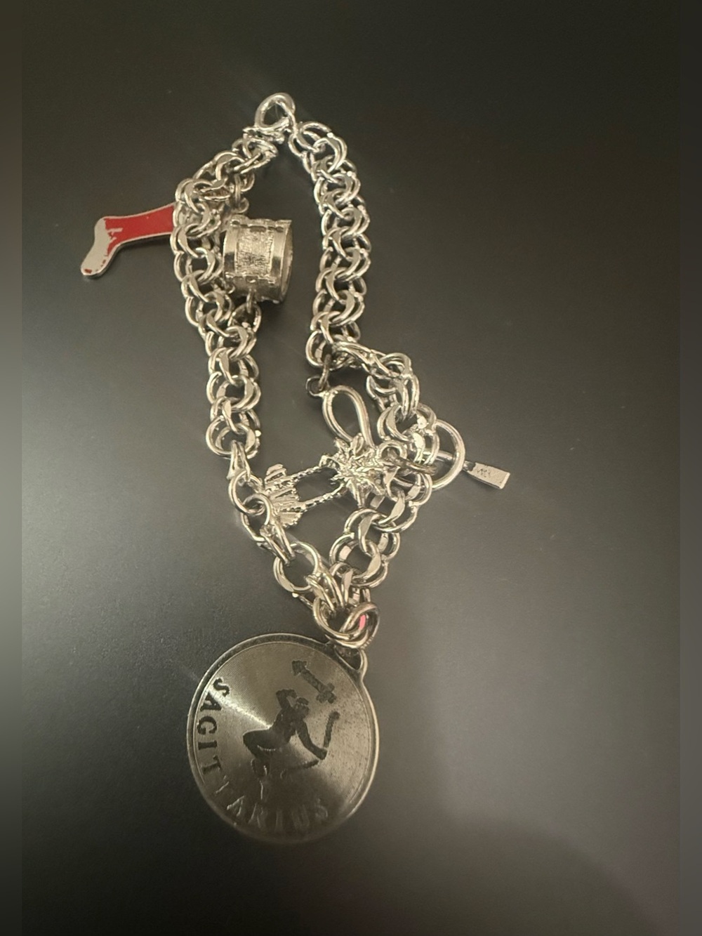 Sterling Silver Ss Kent Link Charm Bracelet - 4Charms 7.5IN
